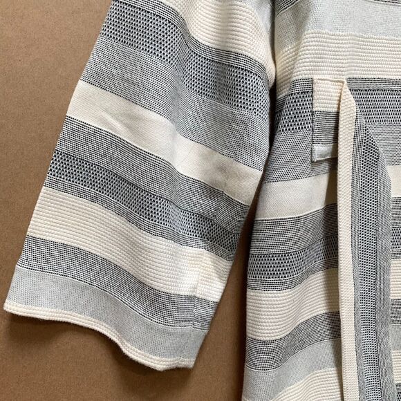 MORGAN CARPER Gray & White Stripe Woven Jacquard Shift Dress w/Pockets Sz SML - Picture 9 of 13